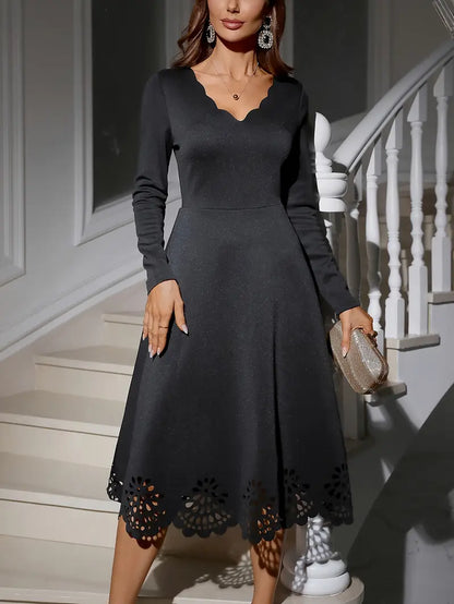 Elegant Midi Dress with V-neck